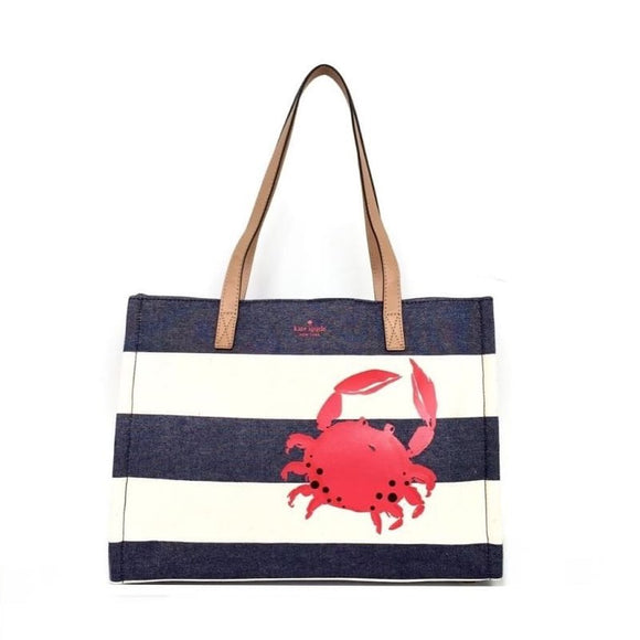 kate spade new york Crab Navy Blue Canvas Tote Bag-Seven Season