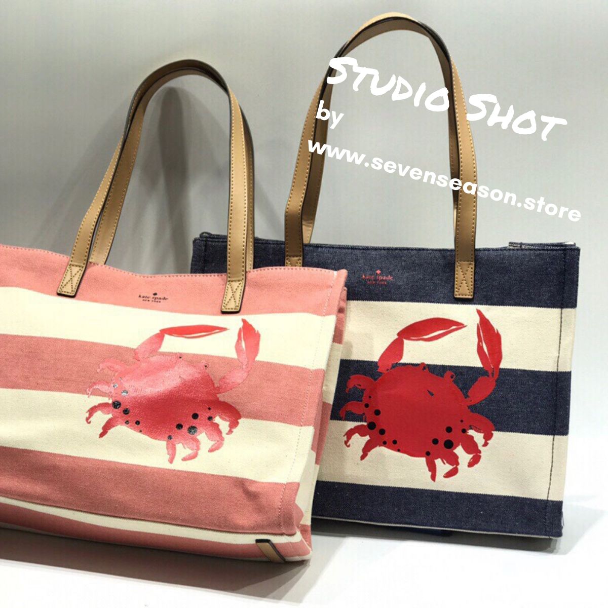 Crab Navy Blue Canvas Tote Bag - Seven Season