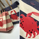 kate spade new york Crab Navy Blue Canvas Tote Bag-Seven Season