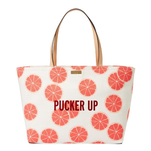 kate spade new york Flights of Fancy Pucker Up Francis Canvas Tote Bag-Seven Season