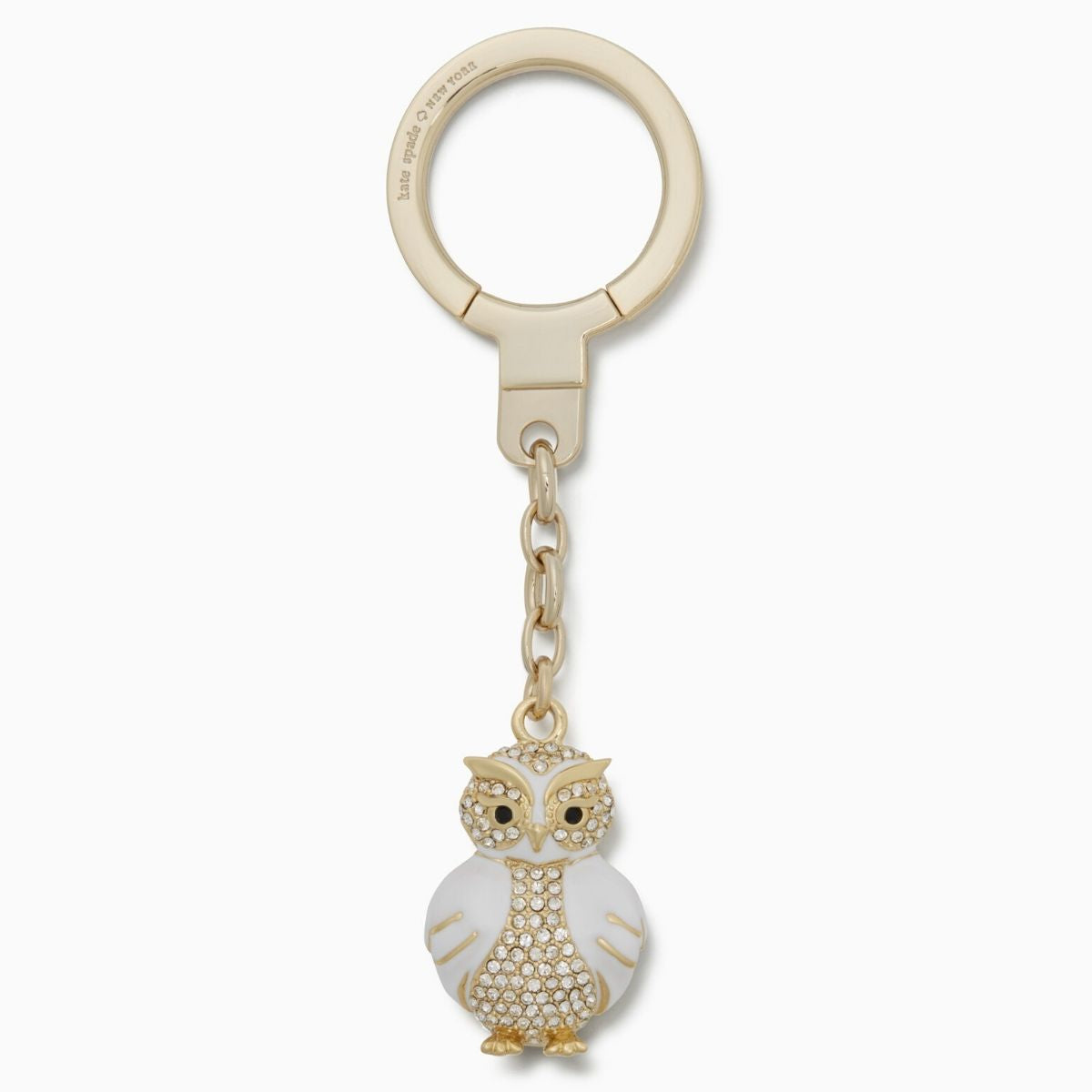 Jeweled Snow Owl Keychain
