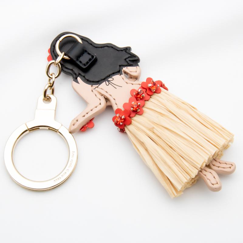 新品 kate spade LEATHER HULA GIRL KEYCHAIN