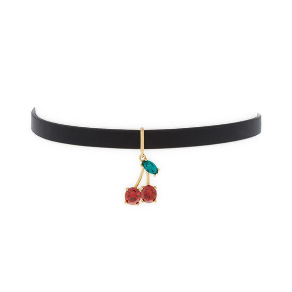 kate spade new york Ma Cherie Cherry Crystal Leather Choker-Seven Season