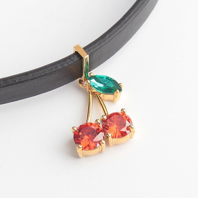 Ma Cherie Cherry Crystal Leather Choker - Seven Season