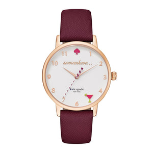 kate spade new york Metro 5 O’clock Somewhere Merlot Leather Watch-Seven Season