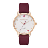 kate spade new york Metro 5 O’clock Somewhere Merlot Leather Watch-Seven Season