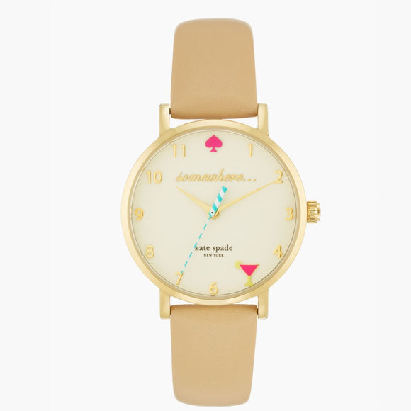 kate spade new york Metro 5 O’clock Somewhere Vachetta Leather Watch-Seven Season