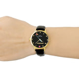 kate spade new york Metro 5 O’clock somewhere Black Leather Watch-Seven Season