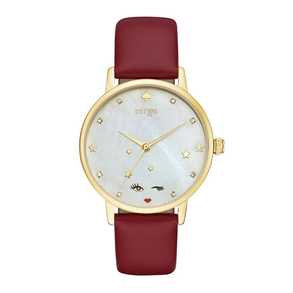 kate spade new york Metro Zodiac What’s Your Sign Virgo Leather Watch-Seven Season