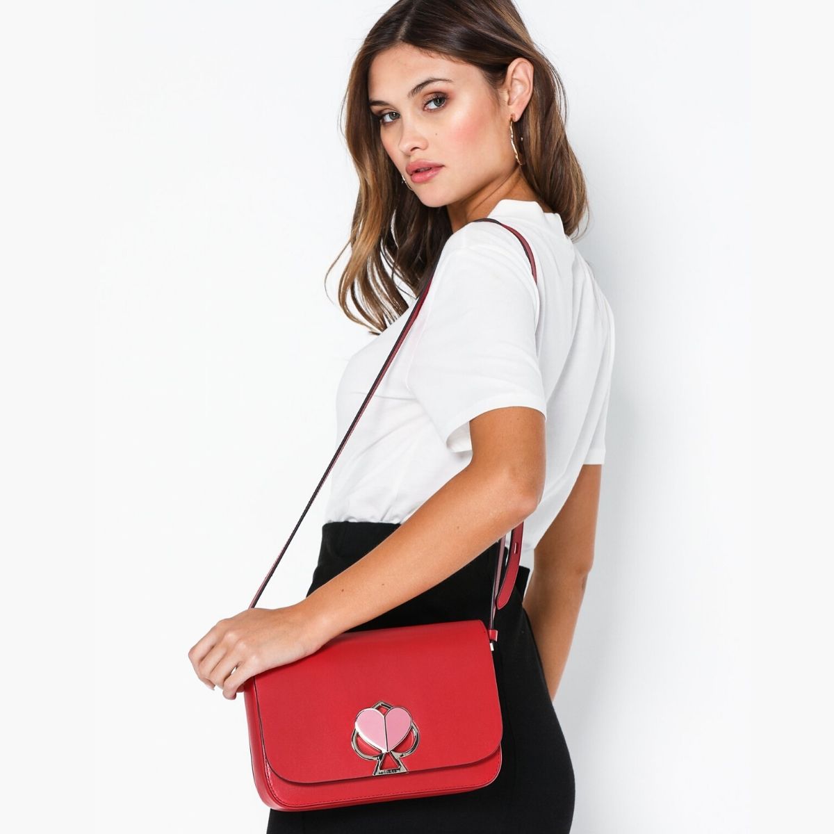 Nicola Twistlock Medium Hot Chili Shoulder Bag