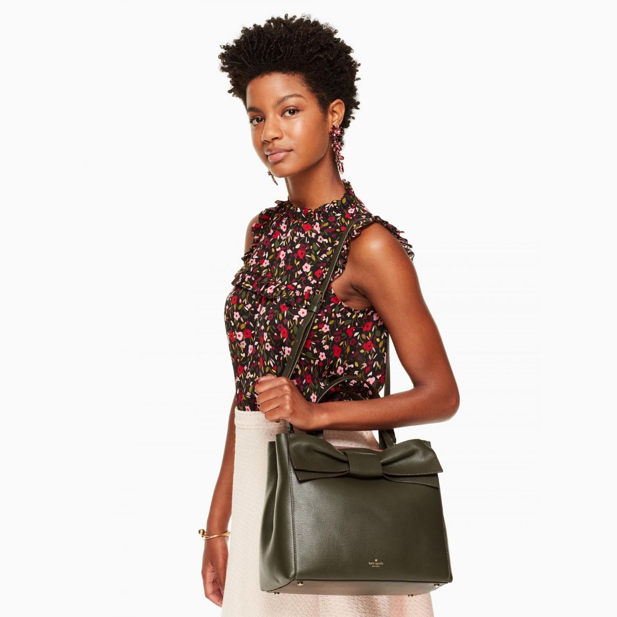 Olive Drive Brigette Bow Loden Green Satchel Bag Seven Season