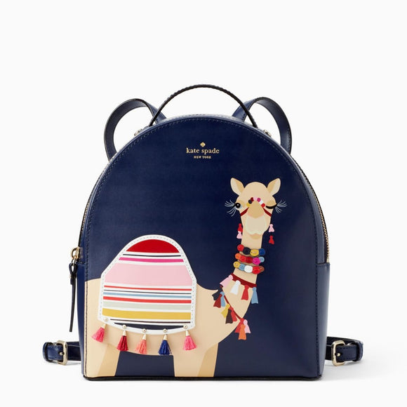 kate spade new york Spice Things Up Camel Sammi Navy Leather Backpack-Seven Season