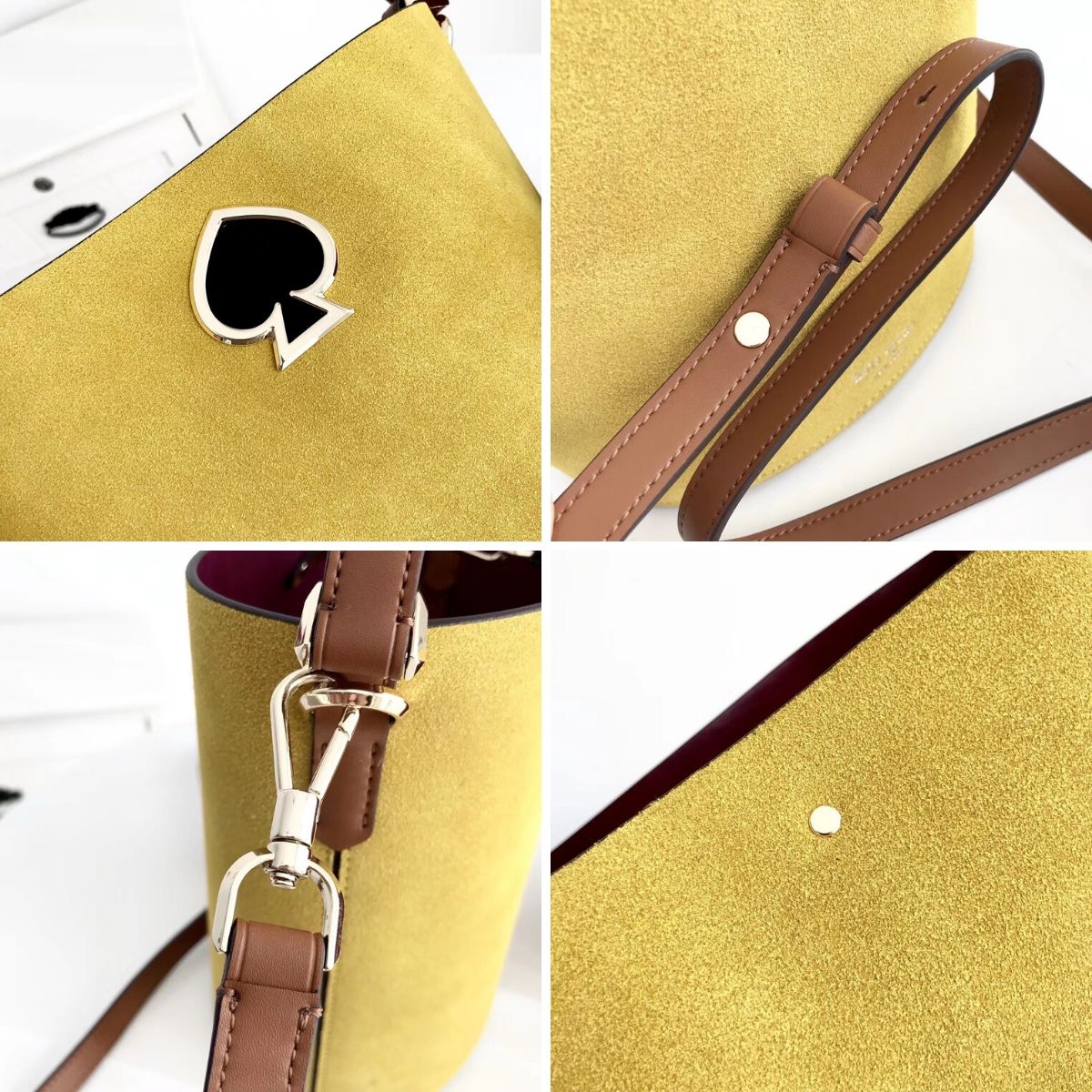 Suzy Suede Small Mustard Bucket Bag Seven Season