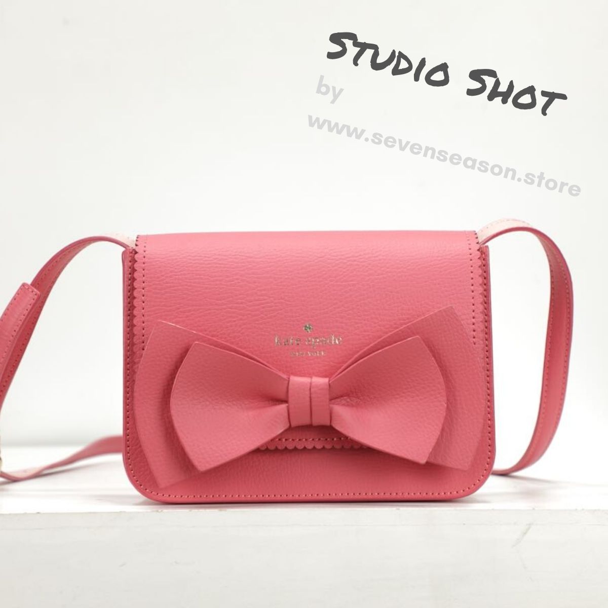 Kate Spade - Light Pink Leather Structured Crossbody w/ Hot Pink