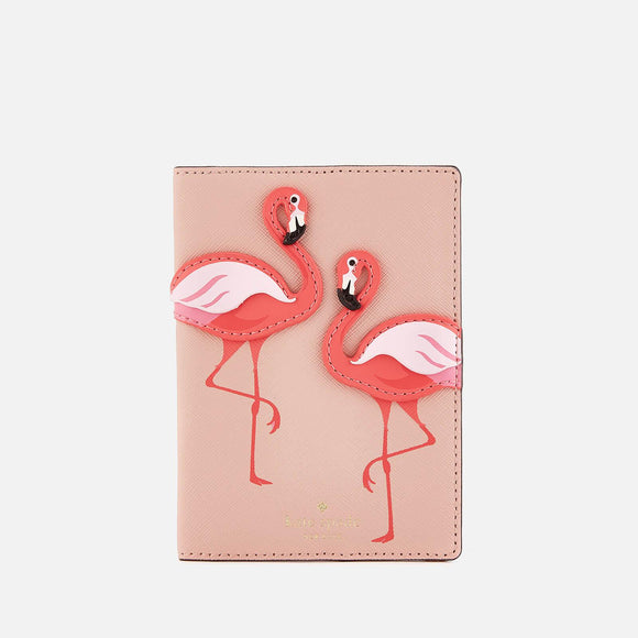 kate spade new york By the Pool Pink Flamingo Passport Holder-Seven Season