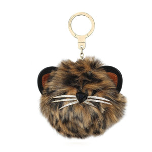 Faux Fur Cheetah Pouf Keychain