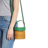 kate spade new york Green Mini Rose Rattan Bucket Bag-Seven Season