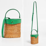 kate spade new york Green Mini Rose Rattan Bucket Bag-Seven Season