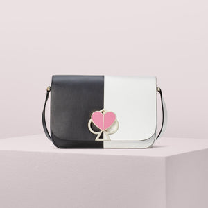 kate spade new york Nicola Bicolor Twistlock Medium Black and Optic White Shoulder Bag-Seven Season