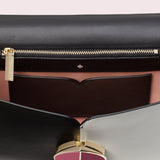 kate spade new york Nicola Bicolor Twistlock Medium Black and Optic White Shoulder Bag-Seven Season