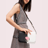 kate spade new york Nicola Bicolor Twistlock Medium Black and Optic White Shoulder Bag-Seven Season
