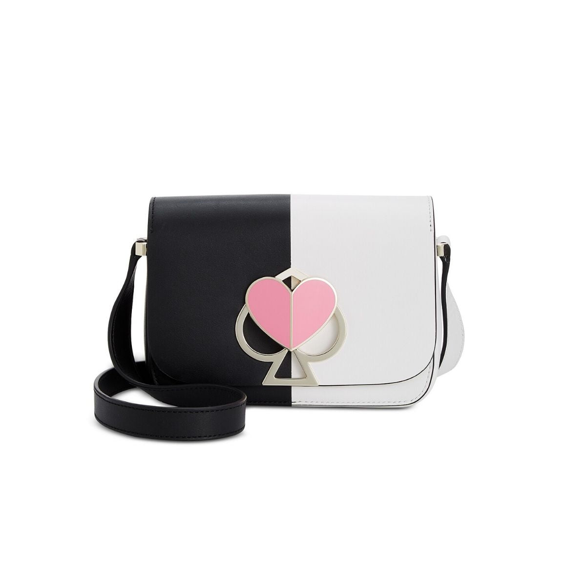 Nicola Bicolor Twistlock Small Black and Optic White Shoulder Bag