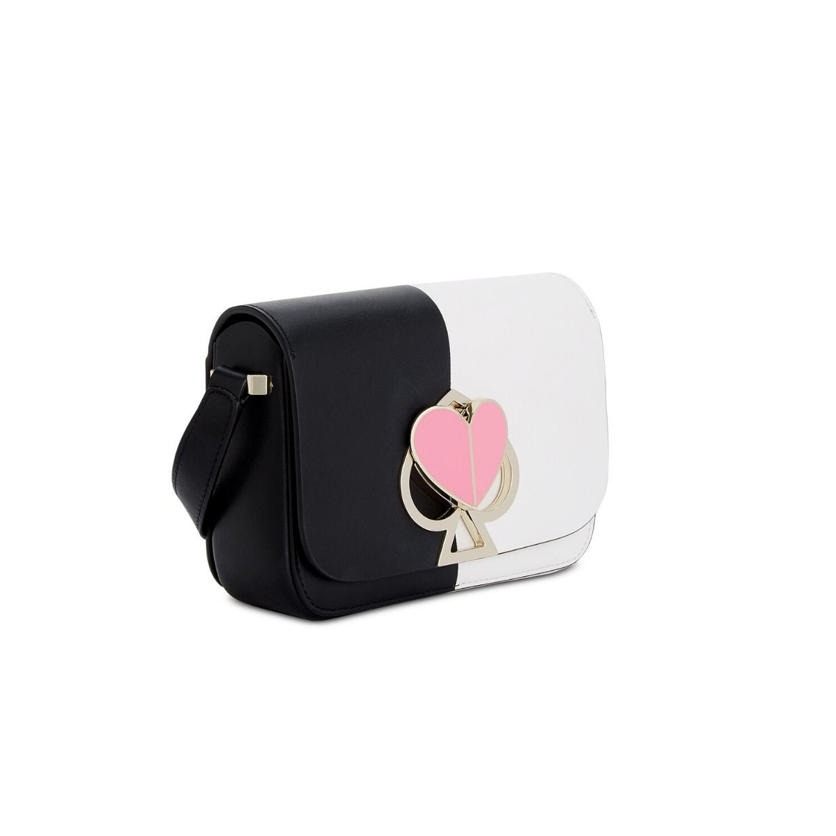 Nicola Bicolor Twistlock Small Black and Optic White Shoulder Bag