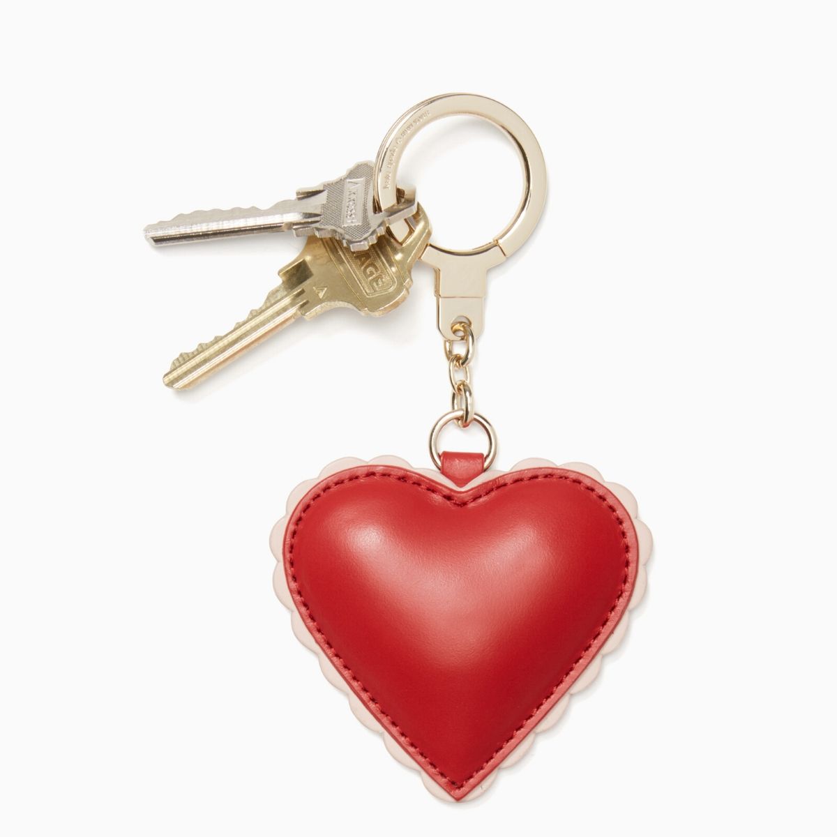 eee ♥ HEART LEATHER KEYRING/追跡付 Solid Color Love Heart Leather Keychain With Mini Makeup