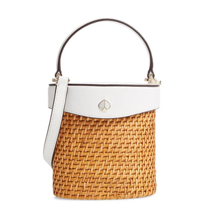 kate spade new york White Mini Rose Rattan Bucket Bag-Seven Seasonkate spade new york White Mini Rose Rattan Bucket Bag-Seven Season