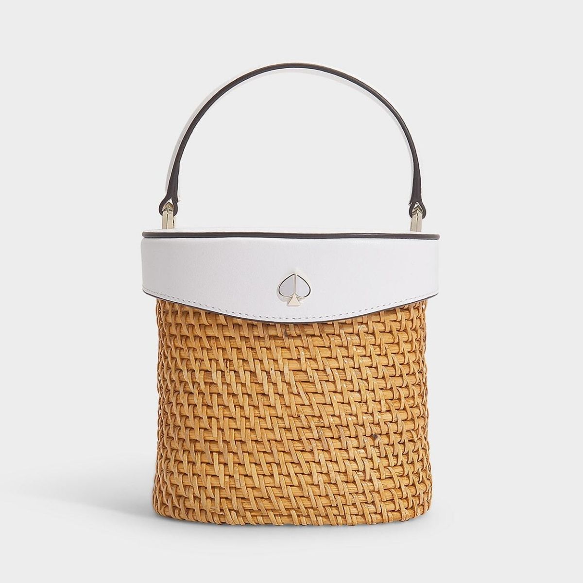 White Mini Rose Rattan Bucket Bag - Seven Season