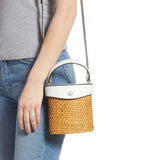 kate spade new york White Mini Rose Rattan Bucket Bag-Seven Season