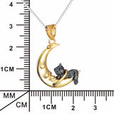 Seven Season Cutie Cat on the Moon Gold-Plated Sterling Silver Pendant Necklace