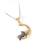 Seven Seaon Cutie Cat on the Moon Gold-Plated Sterling Silver Pendant Necklace