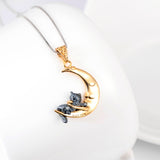 Seven Season Cutie Cat on the Moon Gold-Plated Sterling Silver Pendant Necklace